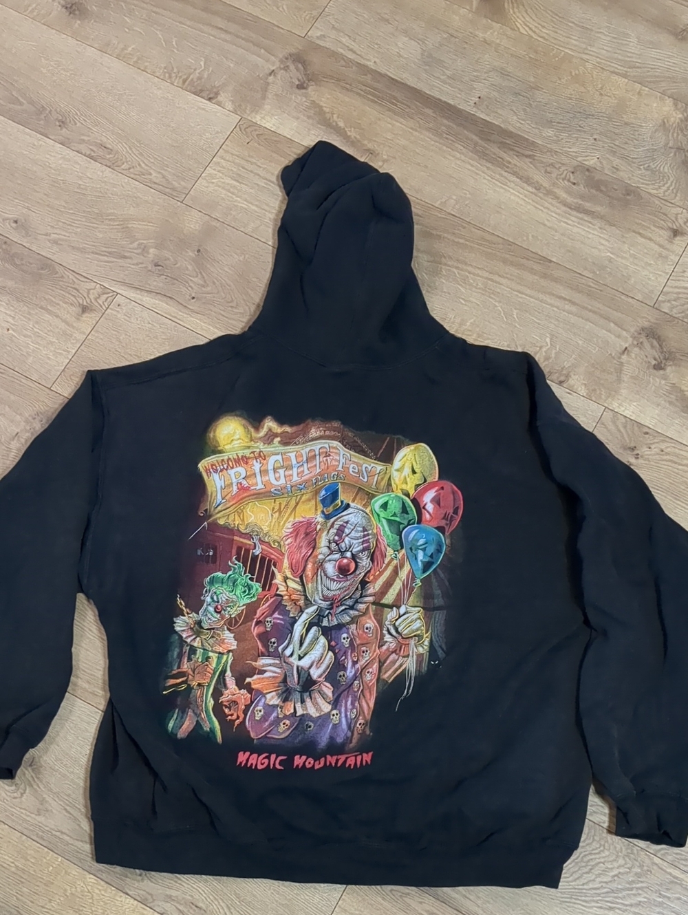Vintage Six Flags Fright Fest Hoodie Sweatshirt Clowns Halloween Size M